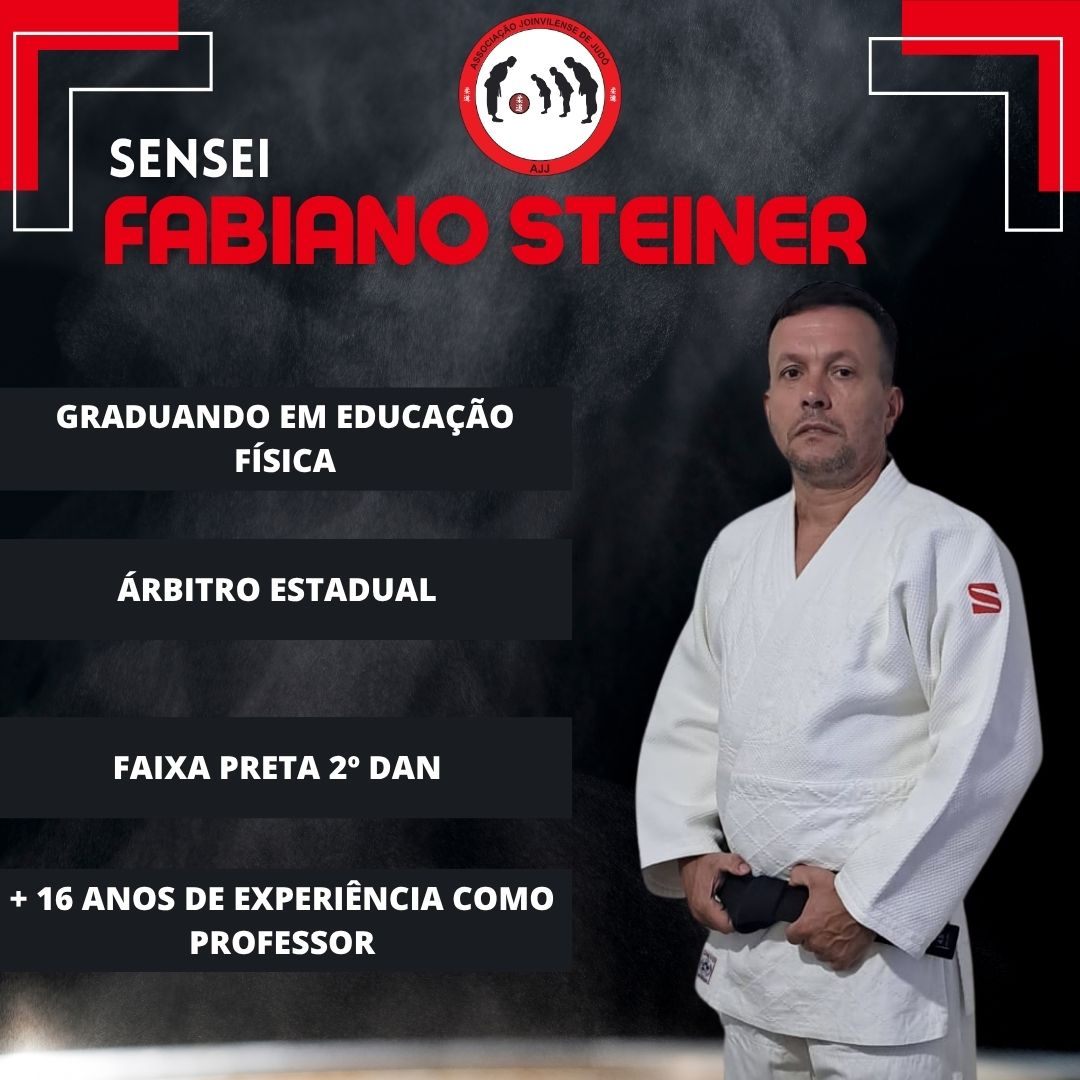 Sensei Fabiano Steiner, faixa preta 2º dan, árbitro estadual e professor há mais de 16 anos